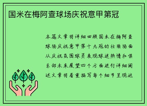 国米在梅阿查球场庆祝意甲第冠