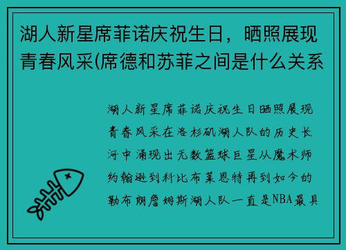 湖人新星席菲诺庆祝生日，晒照展现青春风采(席德和苏菲之间是什么关系)