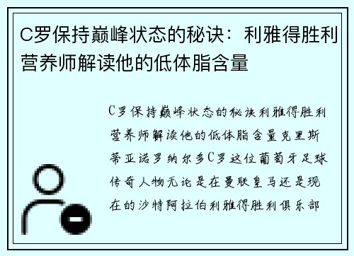 C罗保持巅峰状态的秘诀：利雅得胜利营养师解读他的低体脂含量